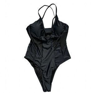 black swimsuit one piece High Cut Legs Underwire Size L